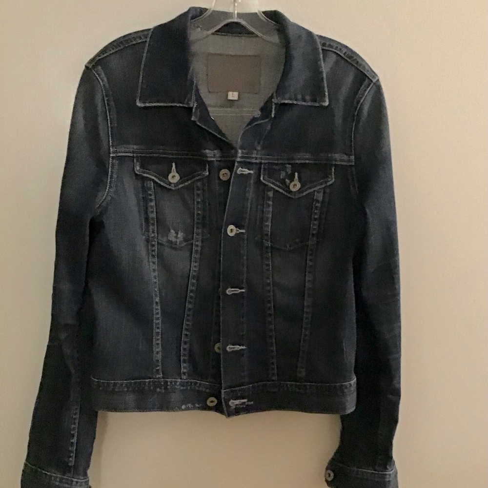 AG  Women's Distressed Denim Jacket Size Large Excellent Condition